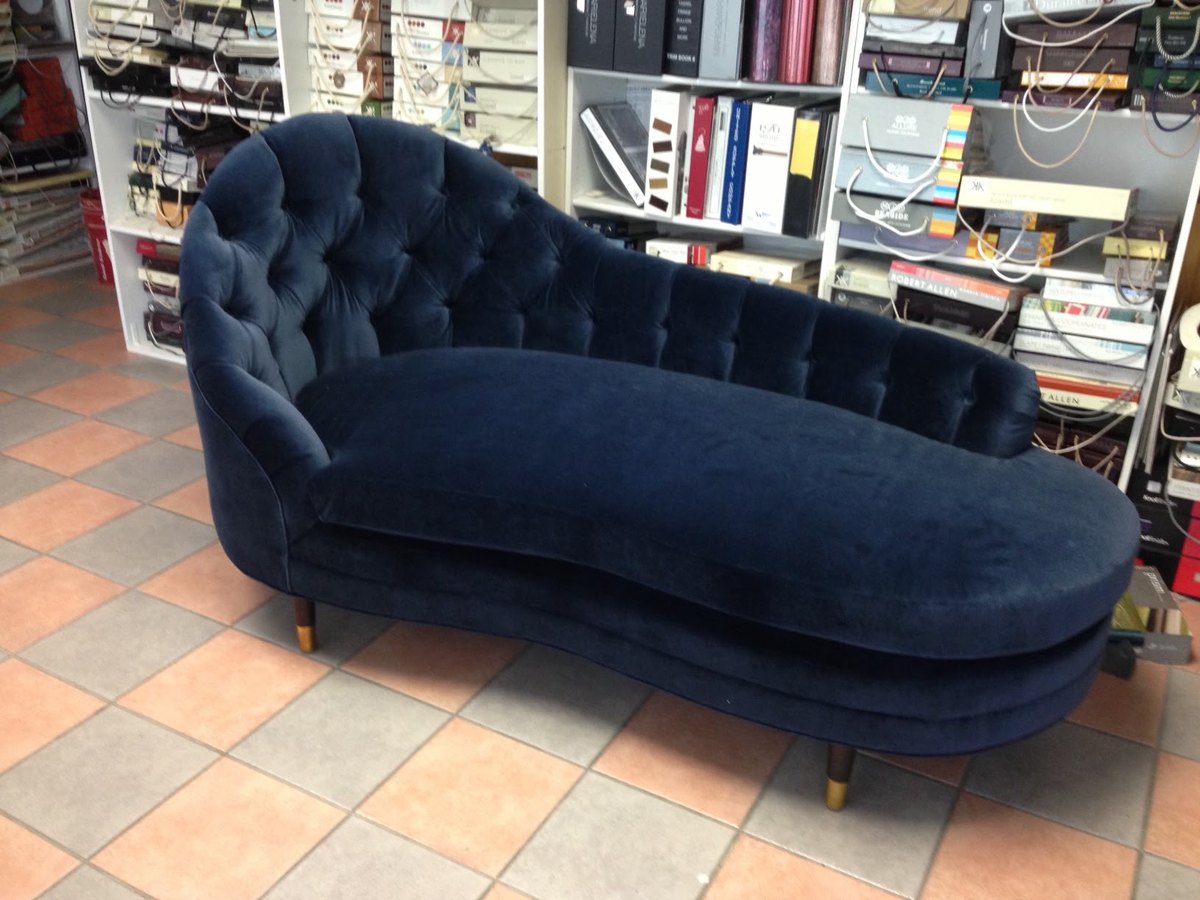 Custom navy velvet chaise, Jacksonville FL