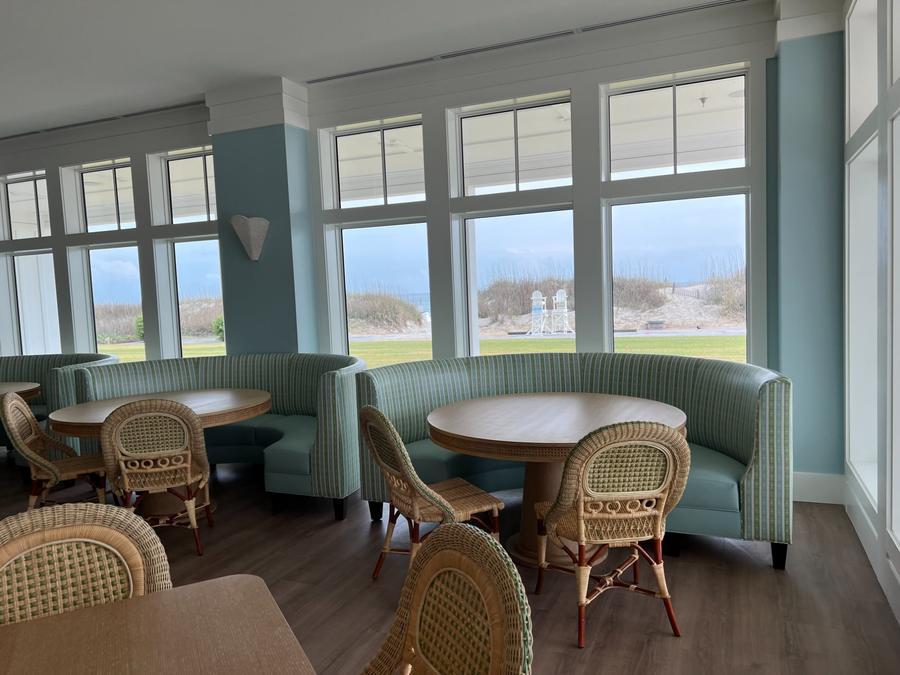 Custom curved banquettes coastal restaurant Jacksonville FL