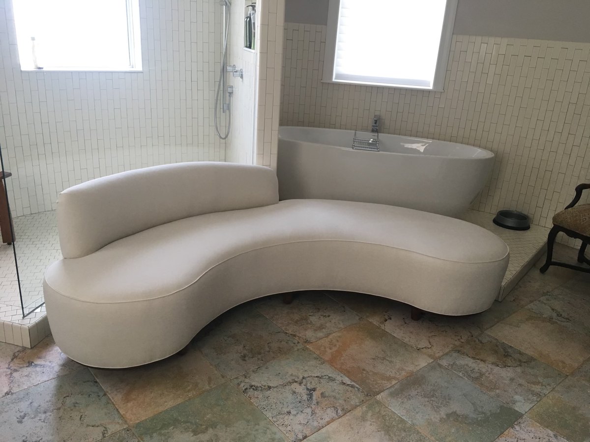 Custom curved cream sofa, Jacksonville FL