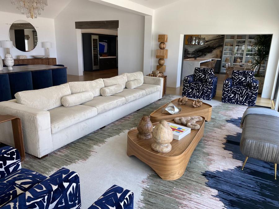Completed custom reupholstered sofas and chairs installed Jacksonville FL luxury living room