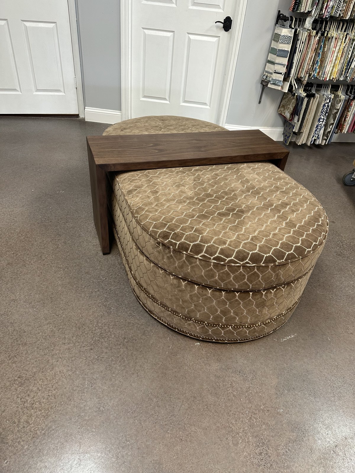 Custom patterned round ottomans, Jacksonville FL