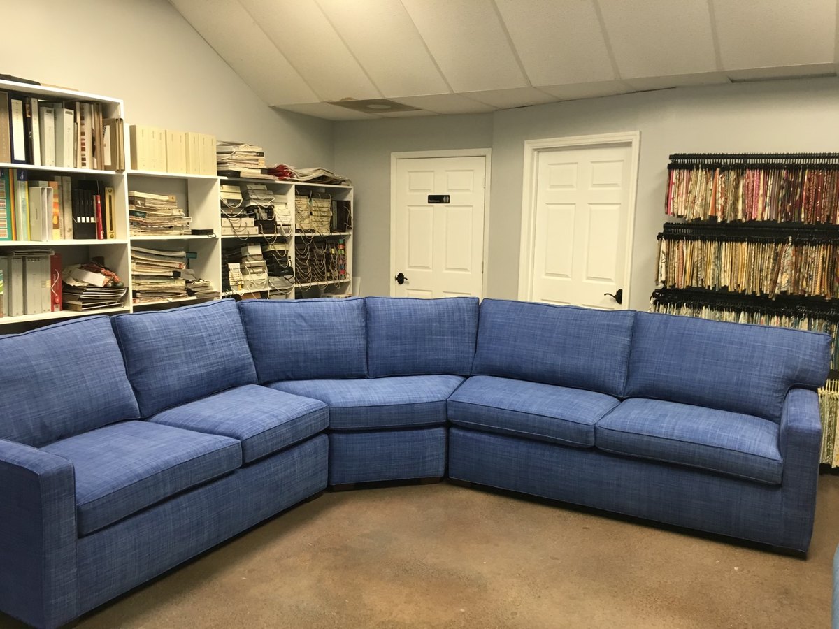 Custom sectional sofa blue by Elvis Upholstery and Draperies, serving Jacksonville FL