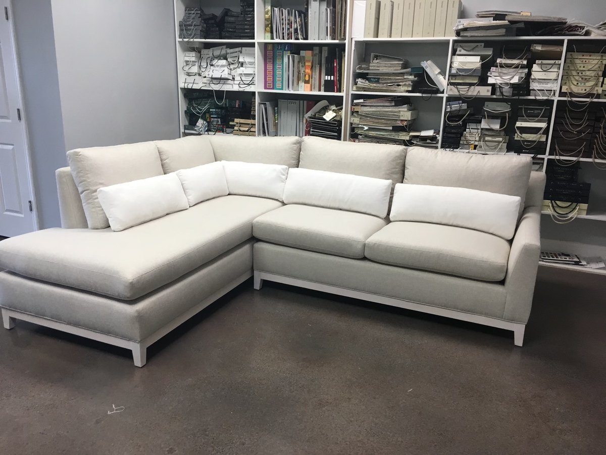 Custom white sectional sofa in the showroom, Jacksonville FL