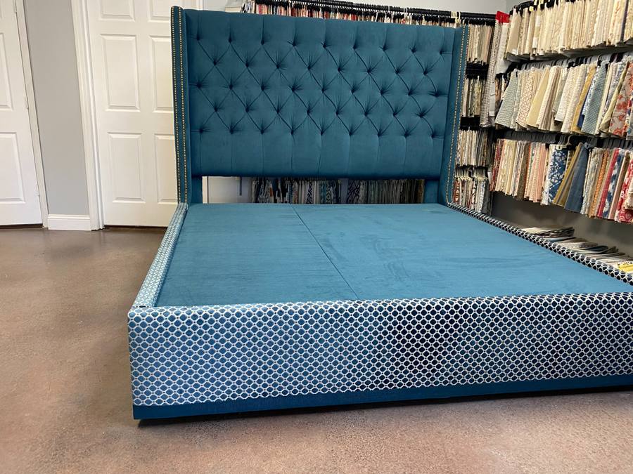 Custom teal velvet tufted king headboard Atlantic Beach FL