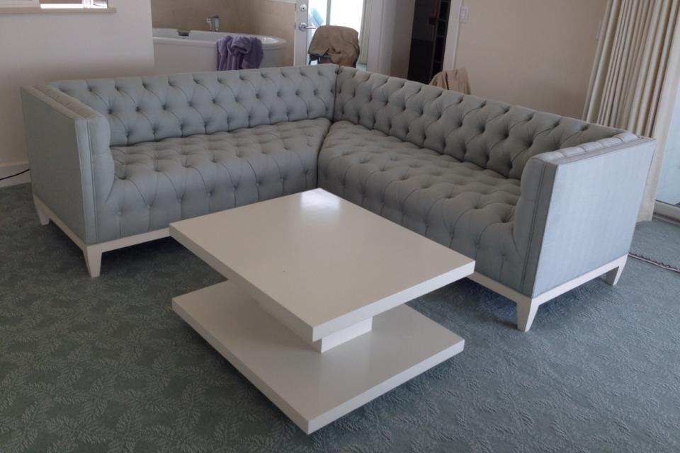 Custom grey tufted sectional sofa, Jacksonville FL