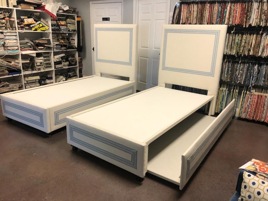 Custom upholstered twin beds with trundle storage, Atlantic Beach FL