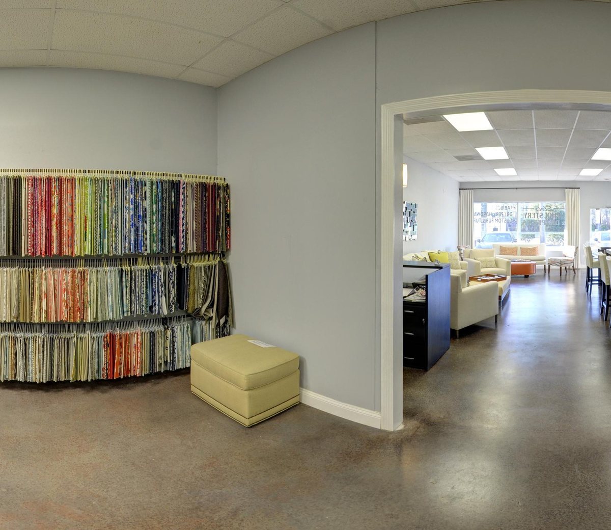 The fabric library at the Elvis Upholstery showroom, Atlantic Beach FL
