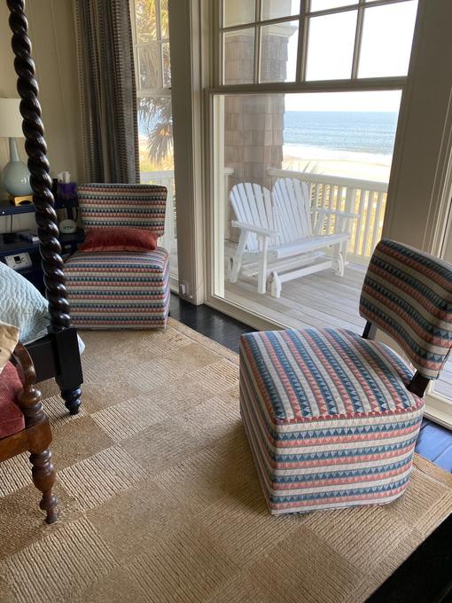 Reupholstered coastal chairs oceanfront home First Coast FL